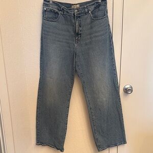 Madewell Wide Leg Flared Jeans in Medium Blue Wash